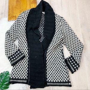Cache Printed Collar Long Sleeve Button Cardigan M